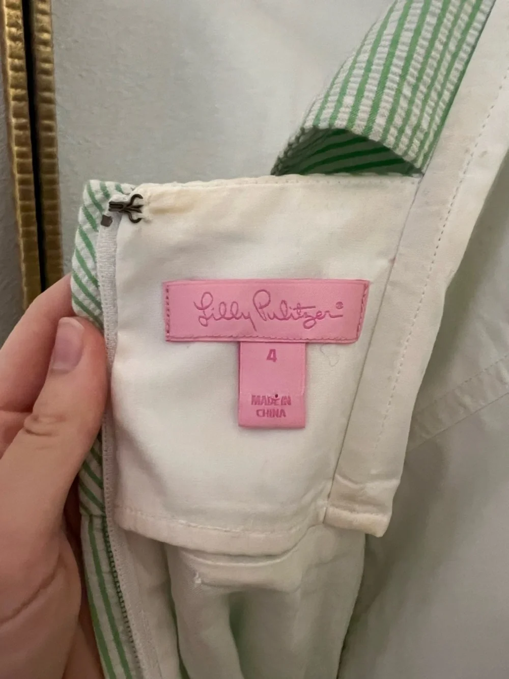 Lilly Pulitzer Strapless Seersucker Dress in Pale Green - Picture 2 of 6